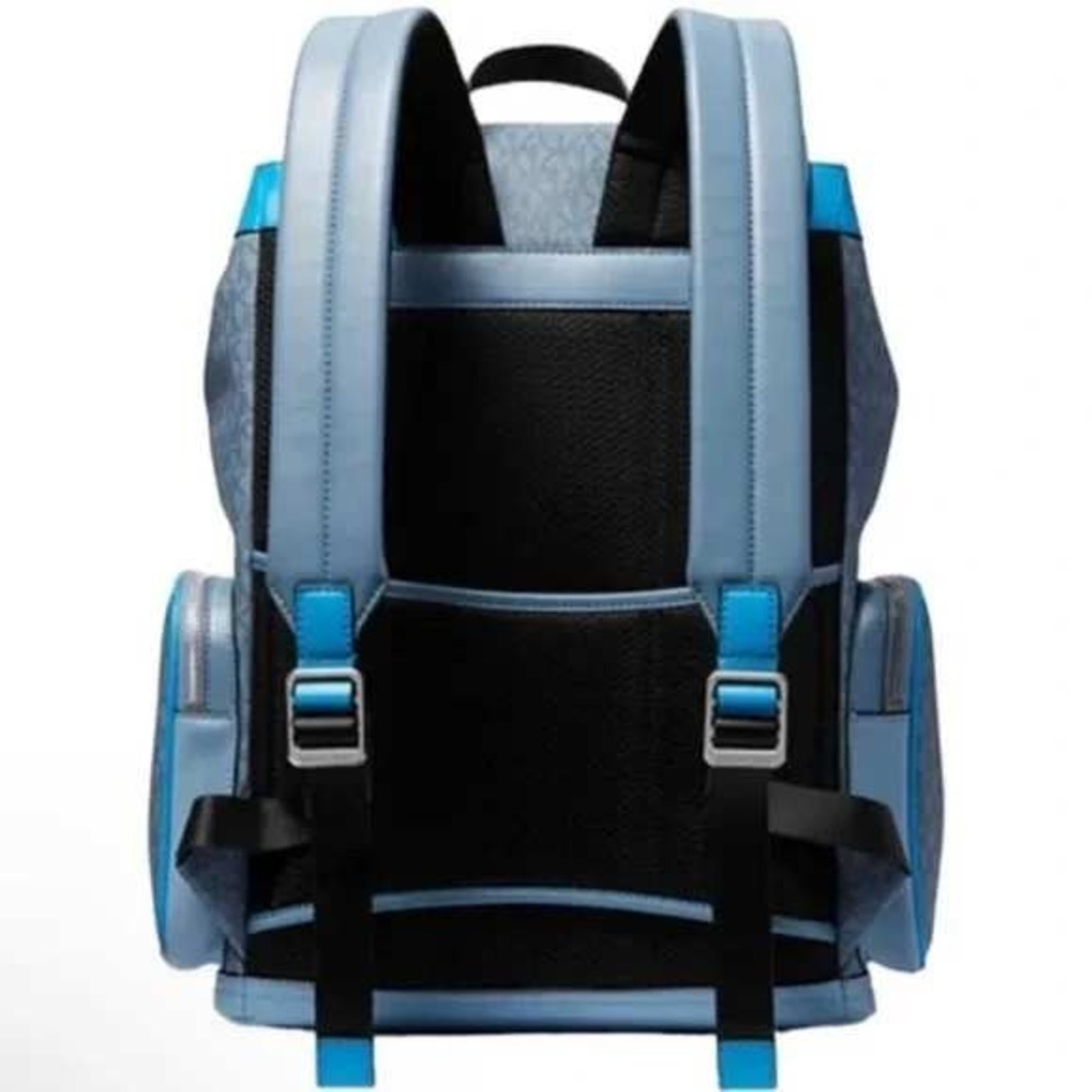 Michael Kors Cooper Denim Blue Utility Rucksack Flap Pocket‎ Large Backpack - Picture 5 of 16